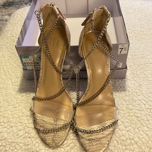 JLO Jennifer Lopez Debbye Sandal, Women's Size 7.5M, Cream/Clear NEW MSRP $89